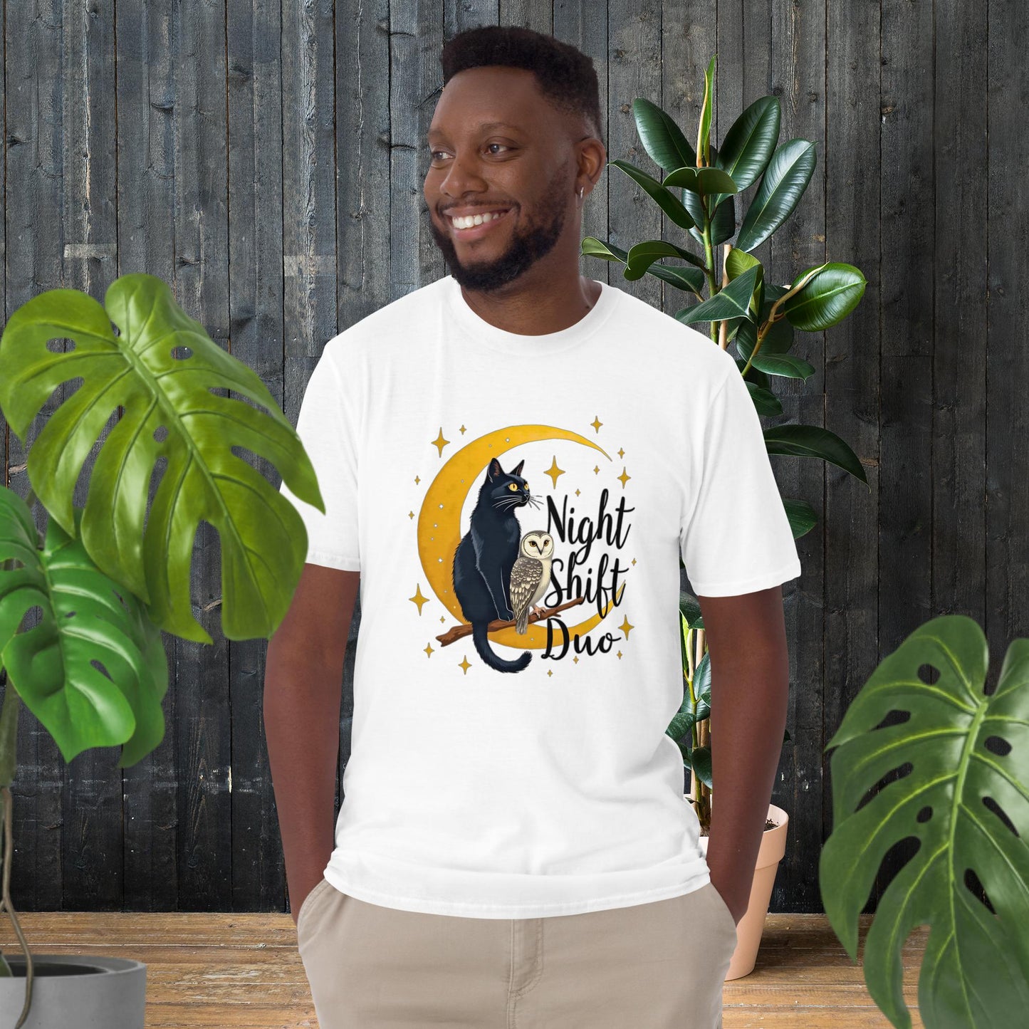Nachtschicht-Duo | Katze & Eule T-Shirt