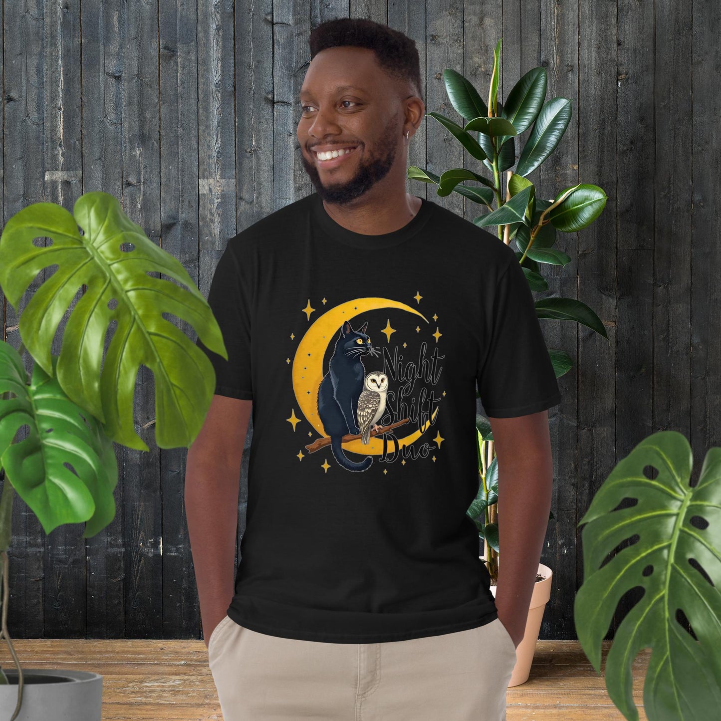 Nachtschicht-Duo | Katze & Eule T-Shirt