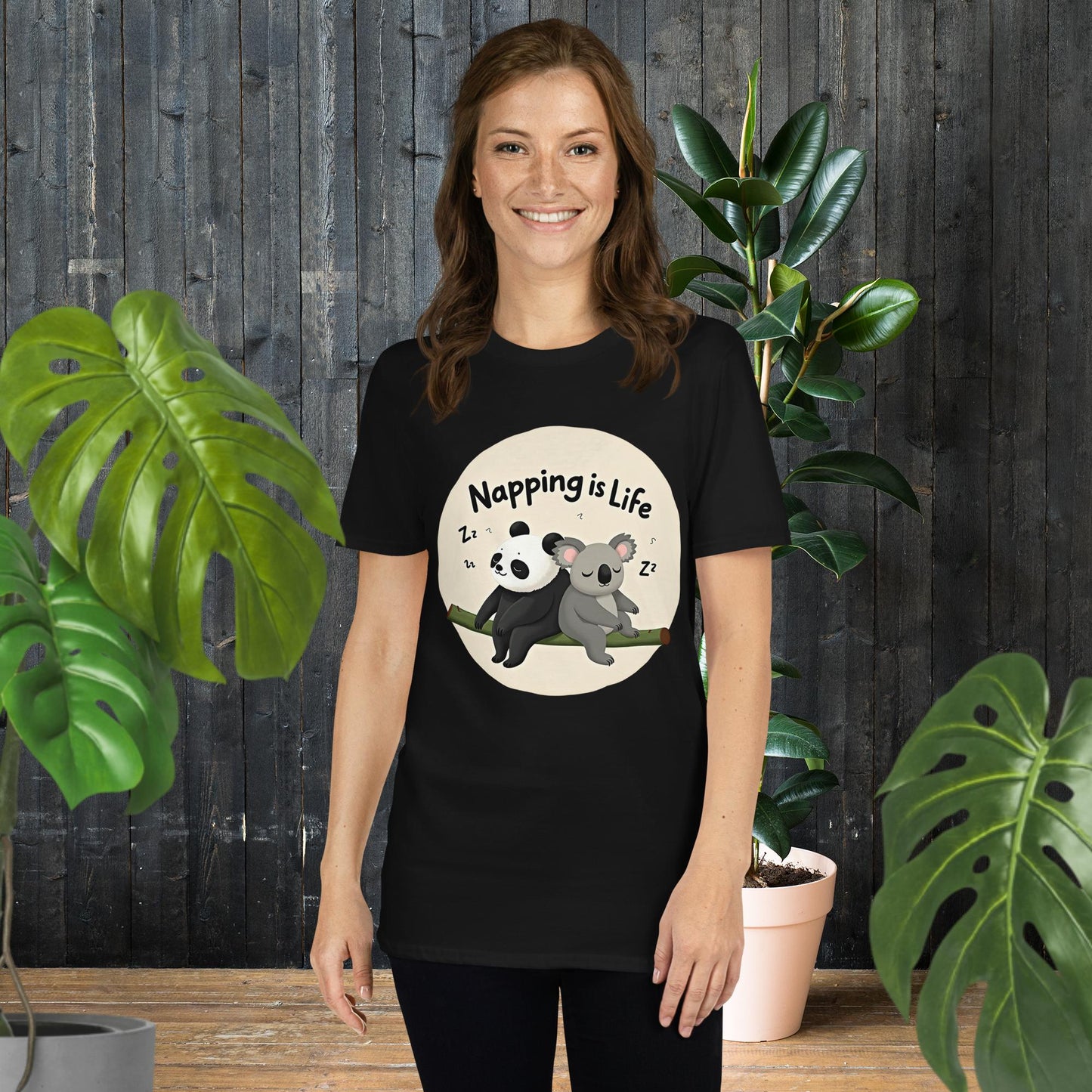Napping Is Life | Süßes Koala- und Panda-T-Shirt