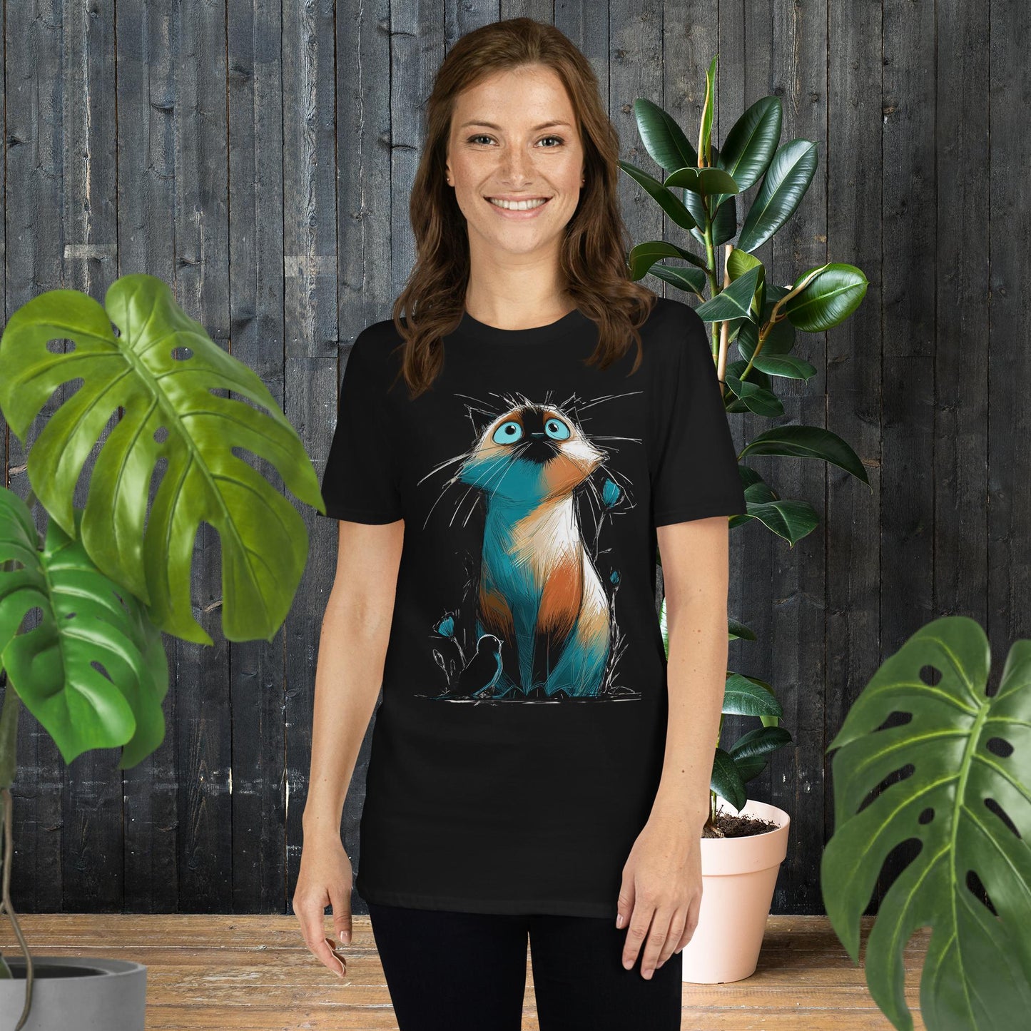 Chat aux grands yeux | T-shirt chat fantaisiste