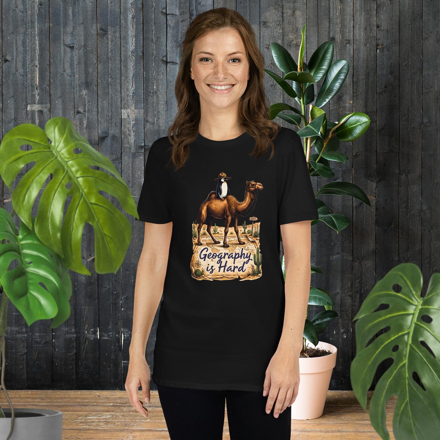Geography is Hard | Funny Camel and Penguin T-Shirt