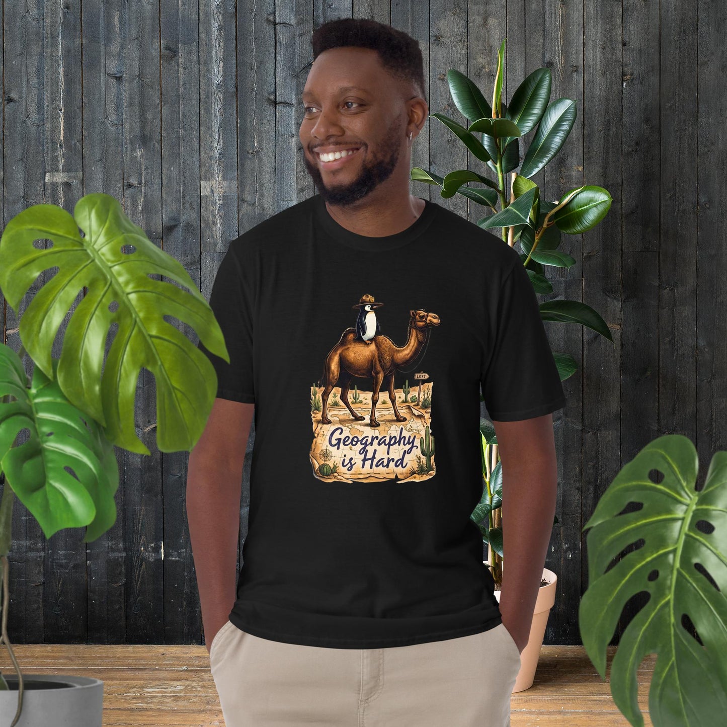 Geography is Hard | Funny Camel and Penguin T-Shirt
