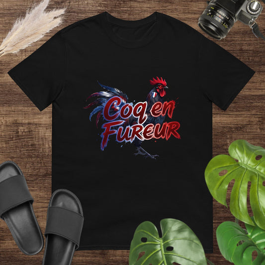 Fierce French rooster t-shirt with flag and bold red graphic