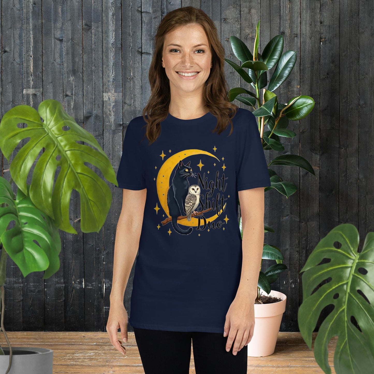 Nachtschicht-Duo | Katze & Eule T-Shirt