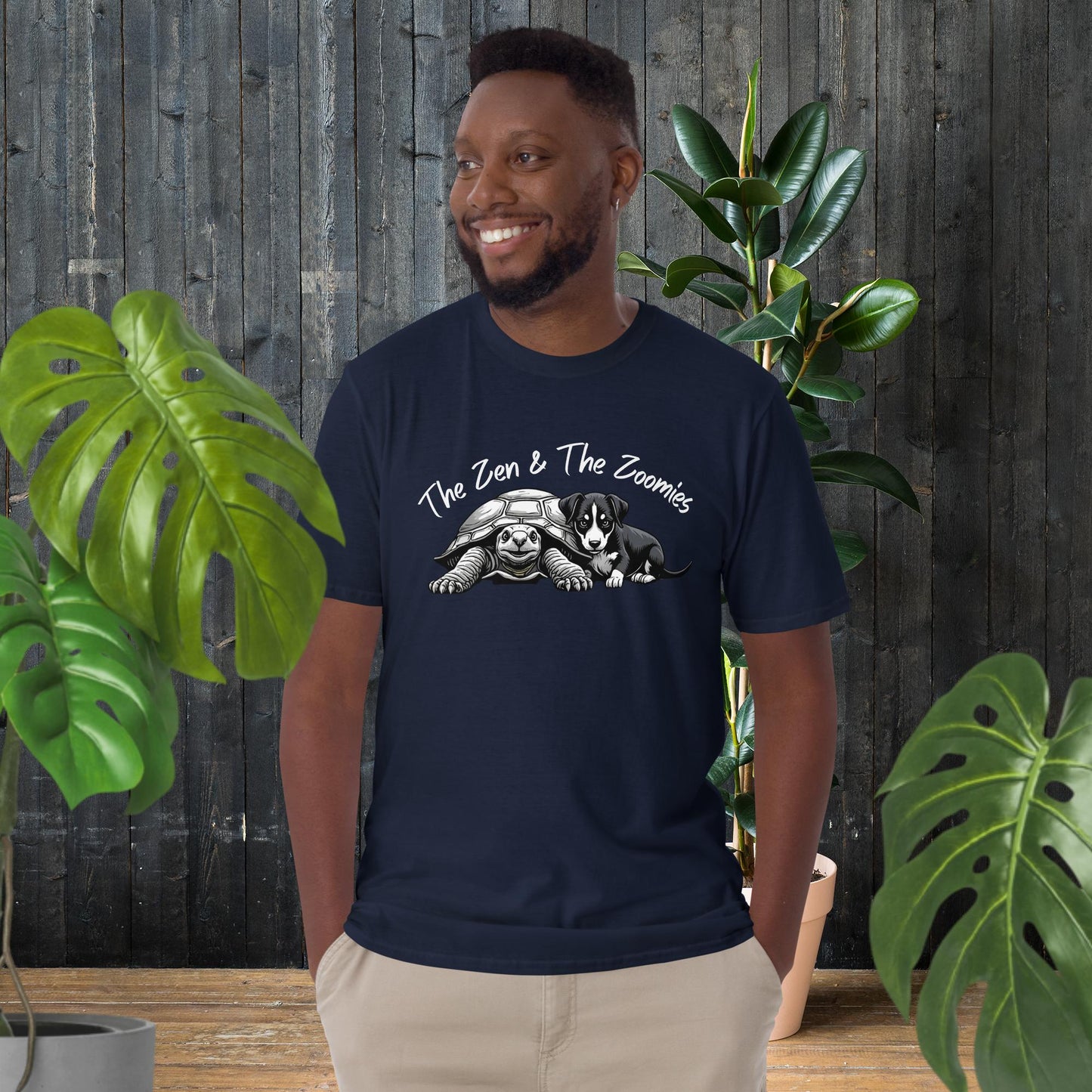 Zen & die Zoomies | Welpen- und Schildkröten-T-Shirt