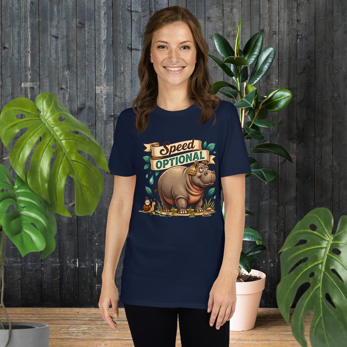 Geschwindigkeit ist Optional | Lustiges Schnecken- & Nilpferd-T-Shirt