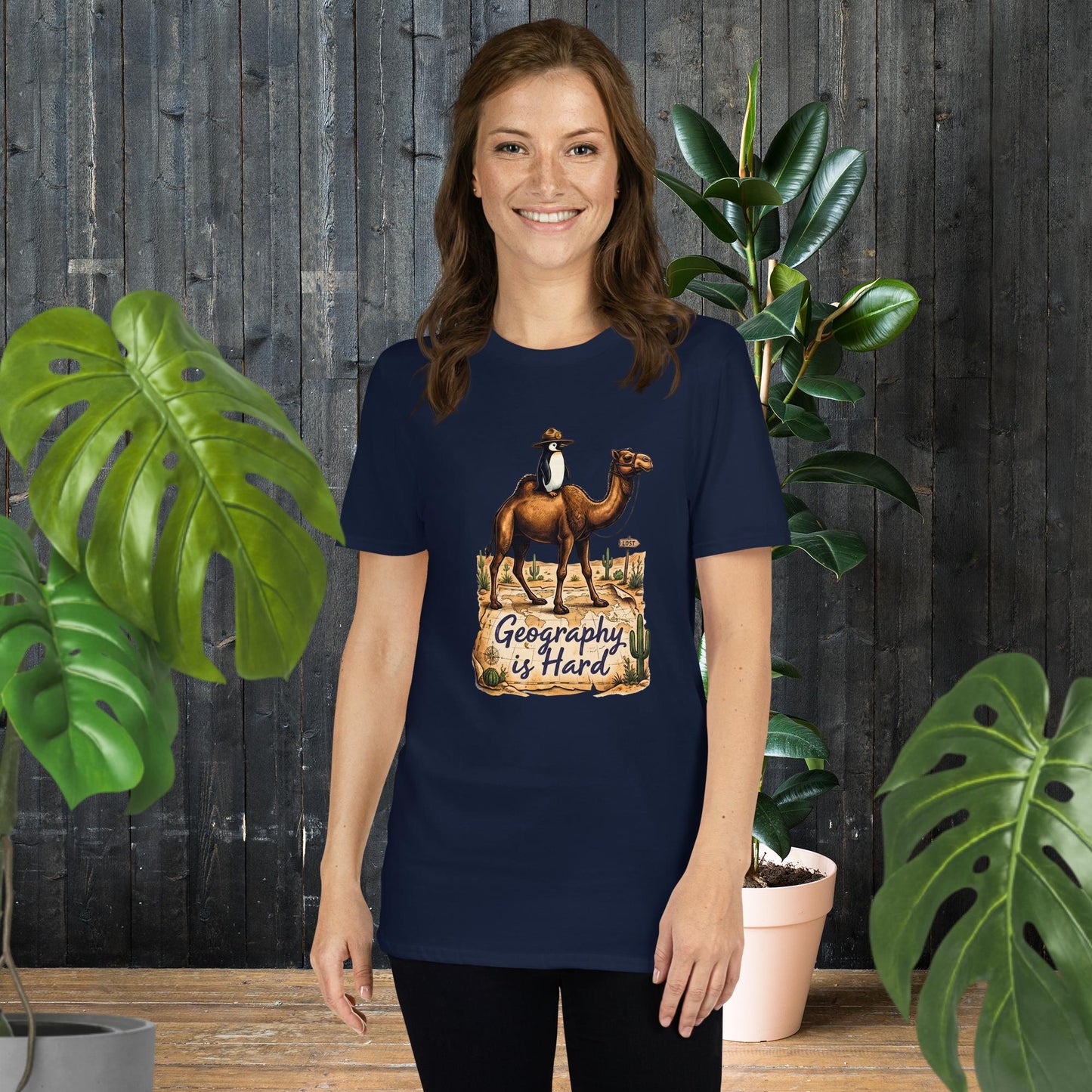 Geography is Hard | Funny Camel and Penguin T-Shirt