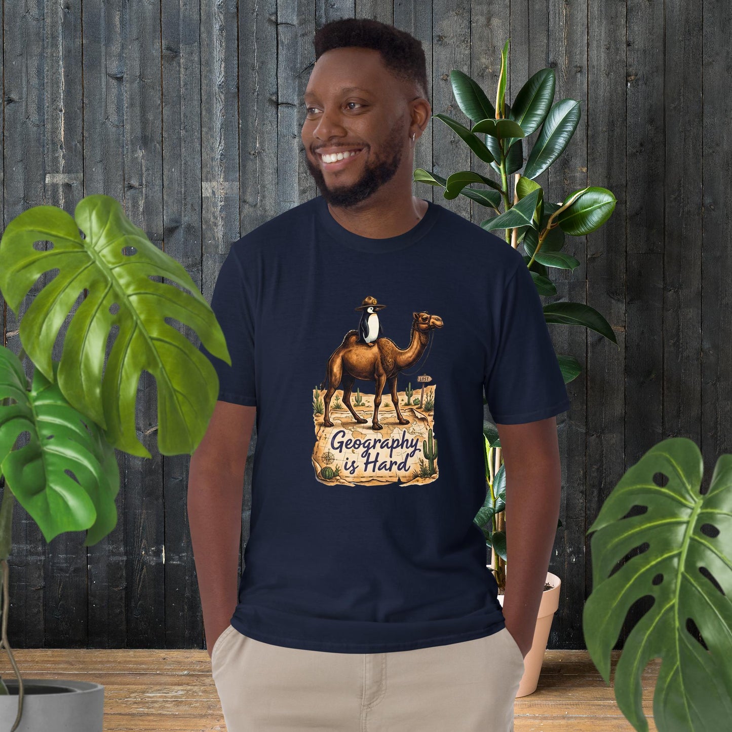Geography is Hard | Funny Camel and Penguin T-Shirt