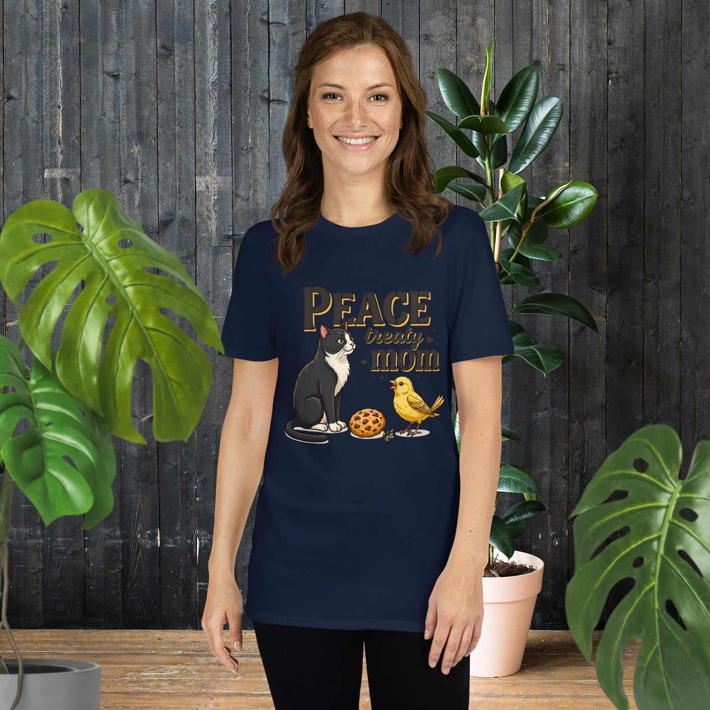Mãe Tratado de Paz | Camiseta Engraçada de Gato e Pássaro do Dia da Mãe