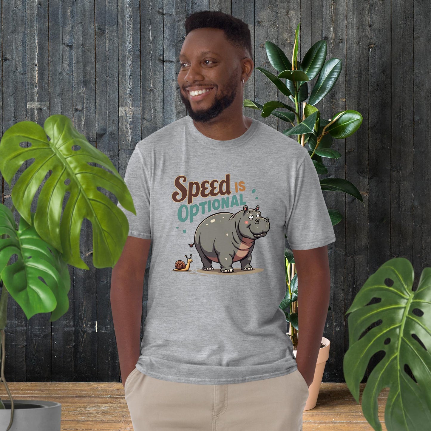 La vitesse est facultative | T-shirt drôle escargot et hippopotame