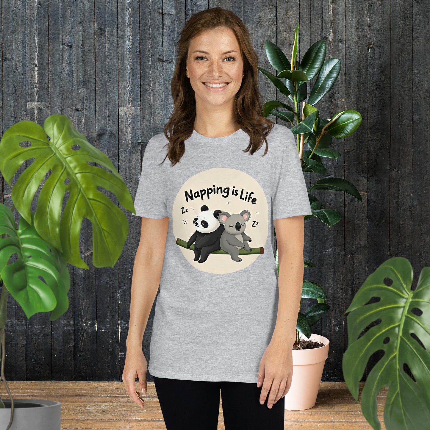 Napping Is Life | Süßes Koala- und Panda-T-Shirt