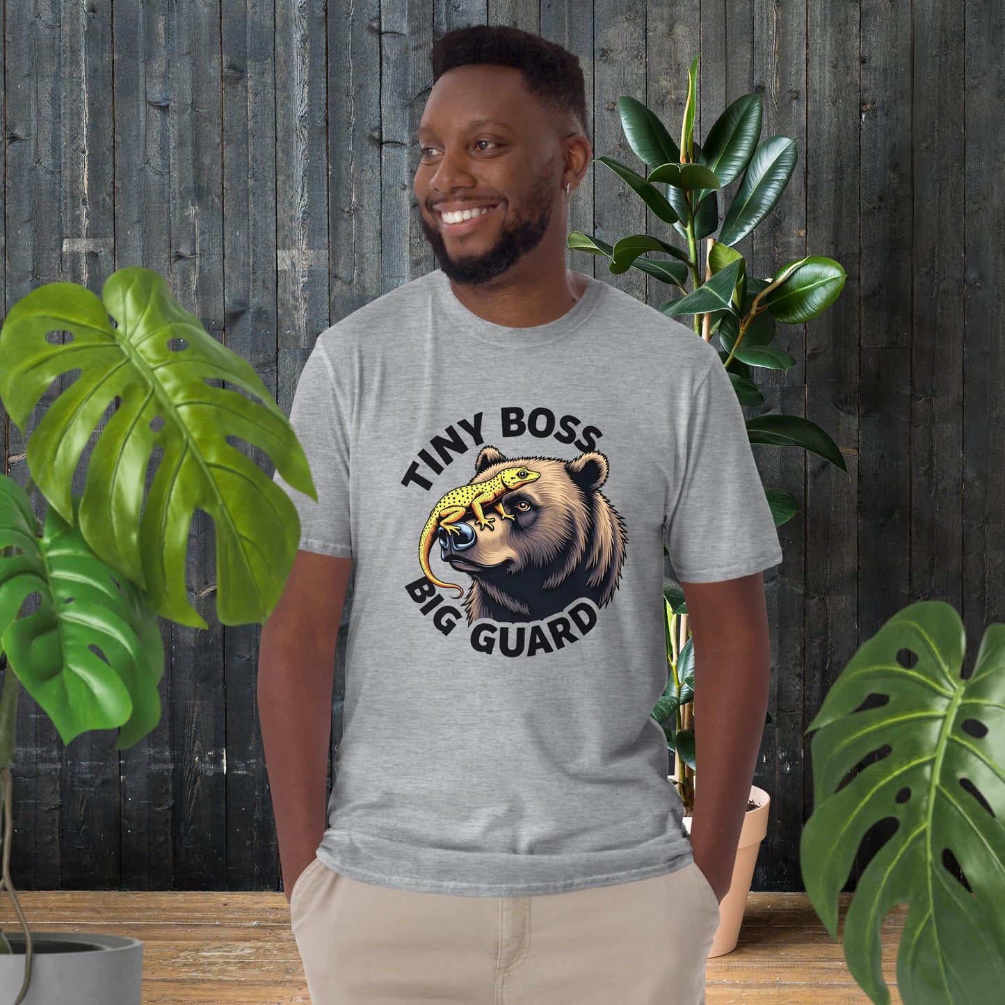 Tiny Boss Big Guard | Bear and Gecko T-Shirt