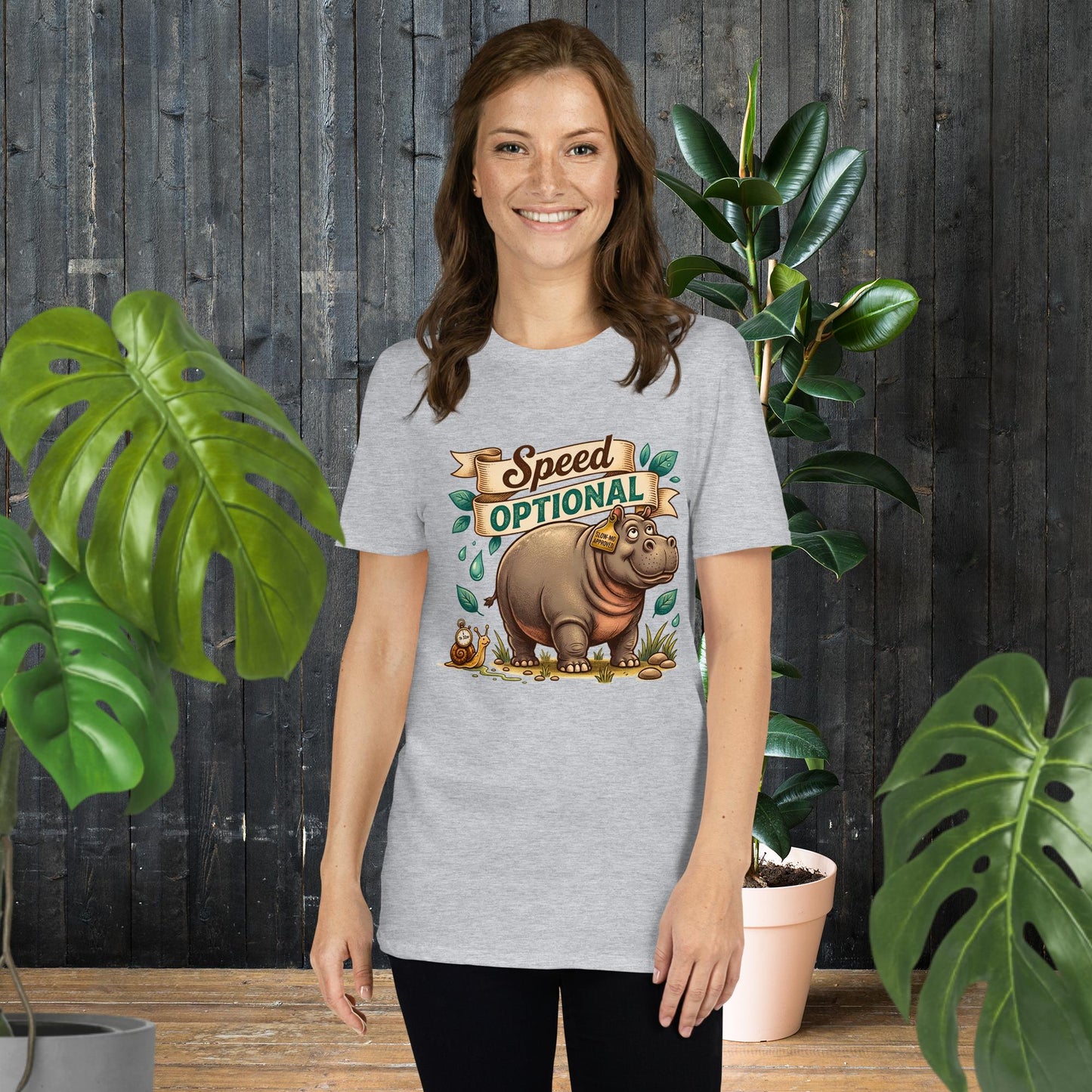 Geschwindigkeit ist Optional | Lustiges Schnecken- & Nilpferd-T-Shirt