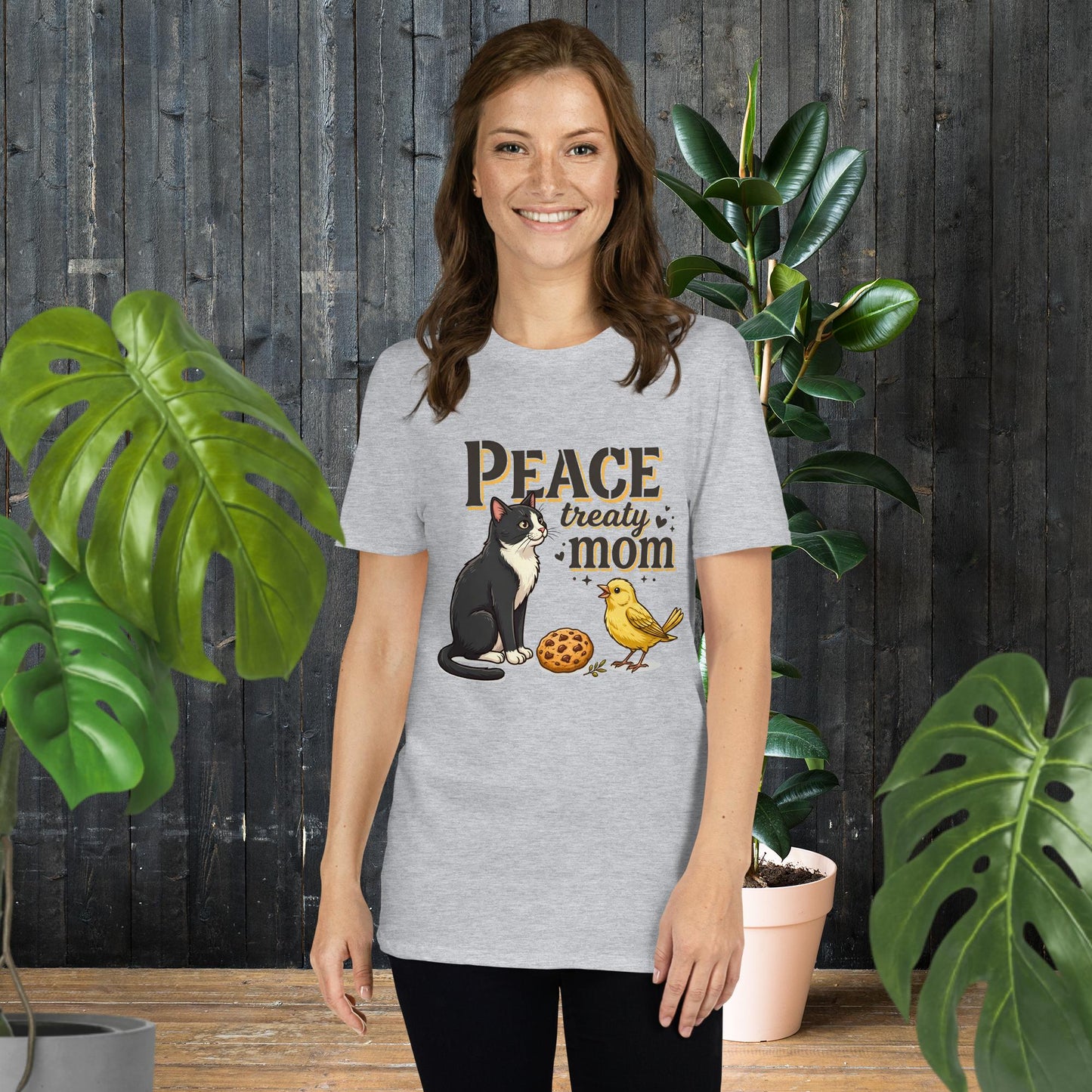 Mãe Tratado de Paz | Camiseta Engraçada de Gato e Pássaro do Dia da Mãe