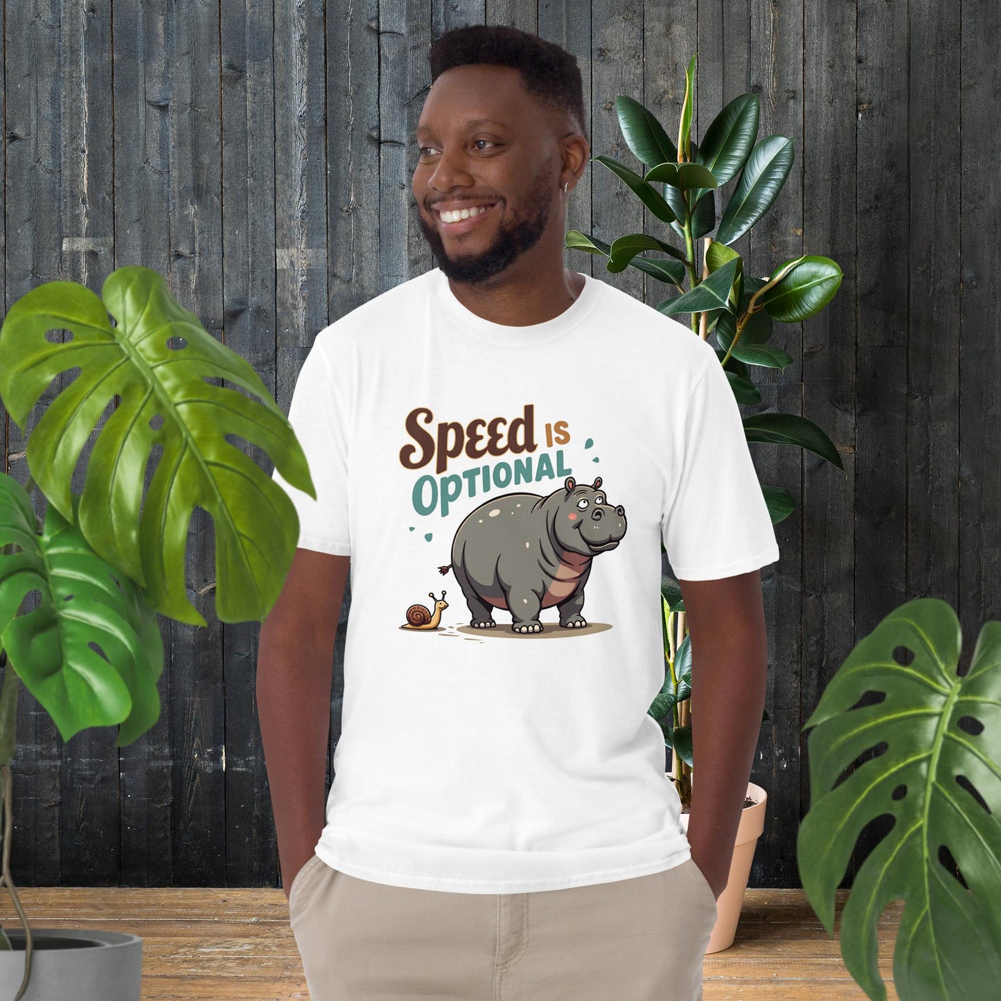 La vitesse est facultative | T-shirt drôle escargot et hippopotame
