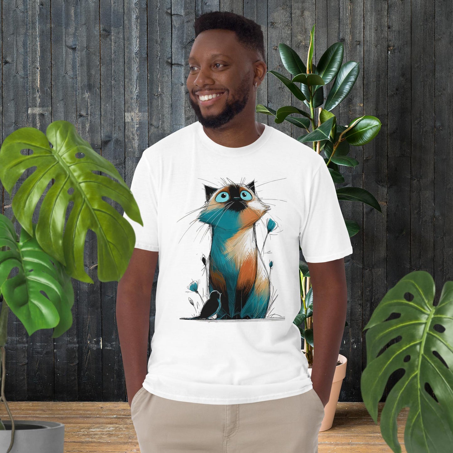 Chat aux grands yeux | T-shirt chat fantaisiste