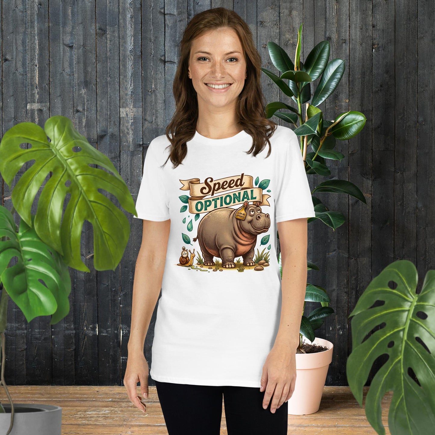 Geschwindigkeit ist Optional | Lustiges Schnecken- & Nilpferd-T-Shirt