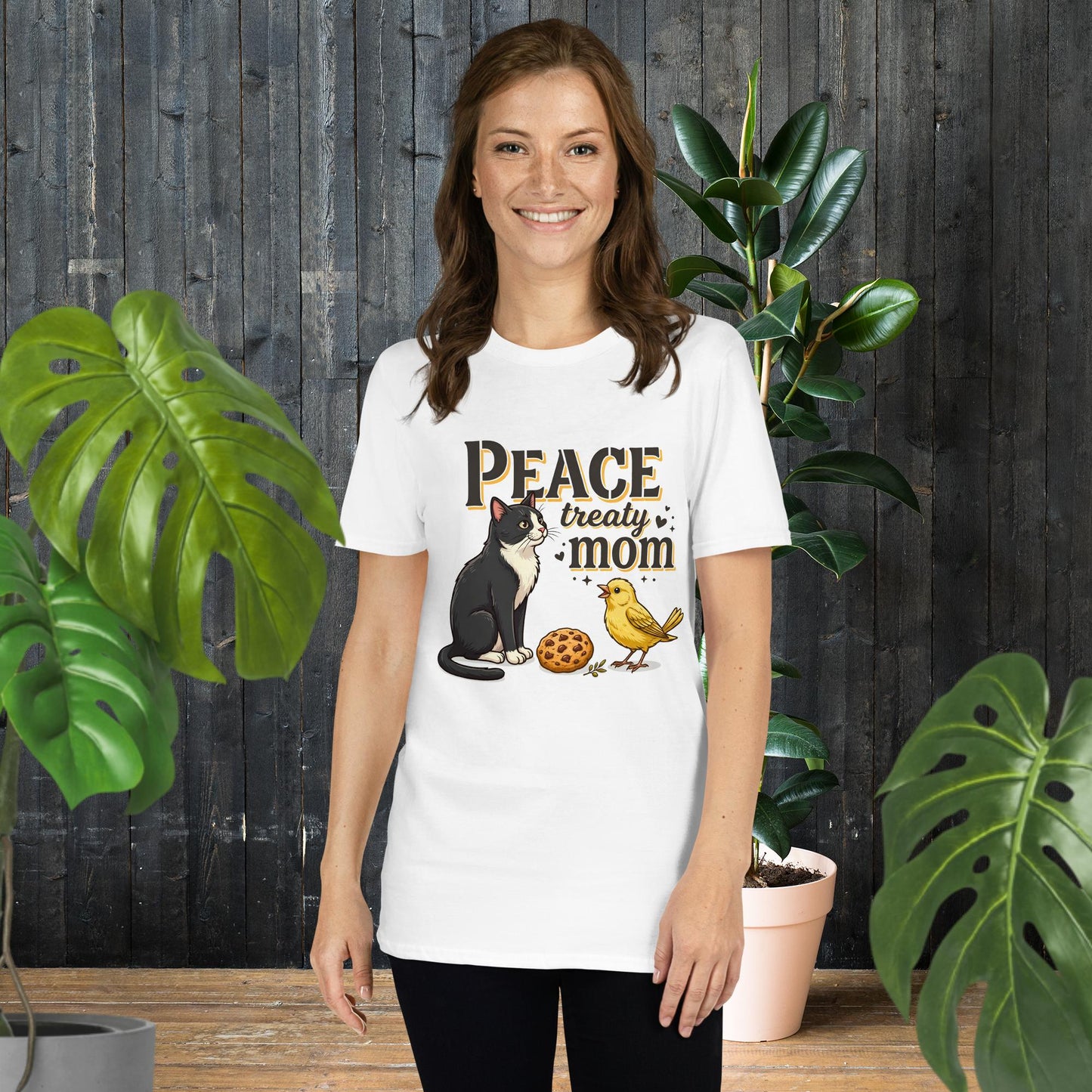Mãe Tratado de Paz | Camiseta Engraçada de Gato e Pássaro do Dia da Mãe