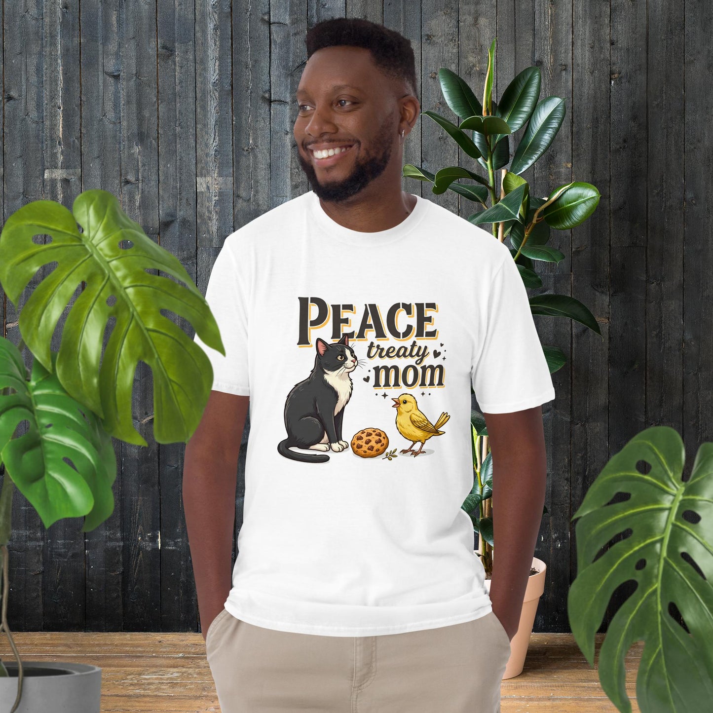 Mãe Tratado de Paz | Camiseta Engraçada de Gato e Pássaro do Dia da Mãe